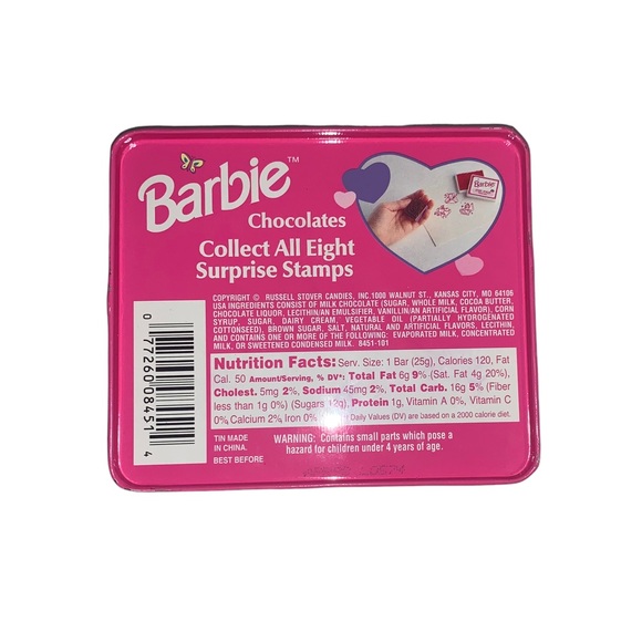 Barbie Russell Stover Pink Checkered Tin - Picture 2 of 10